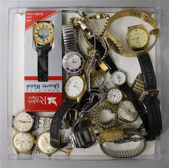 A quantity of assorted gentlemans and ladys wrist watches including Avia, Oris and Smiths.